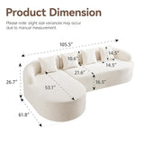 104.3" Boneless Curved Couch, l Shaped 4-Seater Cloud Couch with Deep Seat Chaise, Oversized Curved Sofa, Chenille Modular Sectional Couches for Living Room, No Assembly, Beige Abbrevi