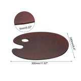 PATIKIL 12"x9" Wooden Paint Palette, Wood Painting Palette Color Mixing Round Paint Tray Palette with Thumb Hole for Oil Watercolor Artist, Dark Brown PATIKIL