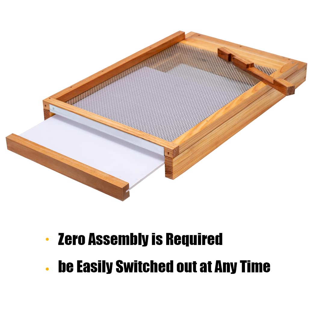 BeeCastle Beehive Screened Bottom Board Dipped in 100% Beeswax,Screened Bottom Board with Solid Wood (10-Frame) BeeCastle