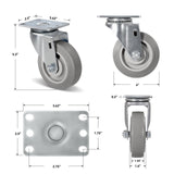 NINOSO Caster Wheels, 4" Heavy Duty Industrial Casters Set of 4 with Load 1200lbs Capacity, Wheels for Cart Furniture(2 Swivel & 2 Rigid) Ninoso