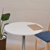 Leopard MDF Round Top Not Adjustable (41 INCHES Height) Bar Table, Pub Table with Silver Leg and Base (White) Leopard Outdoor Products