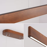 YISDESIGN 39.4" Wood Linear Pendant Light 24w Led Dimmable Dining Room Light Wood Kitchen Island Pendant Hanging Light for Kitchen Island Office Lights Walnut Color YISDESIGN