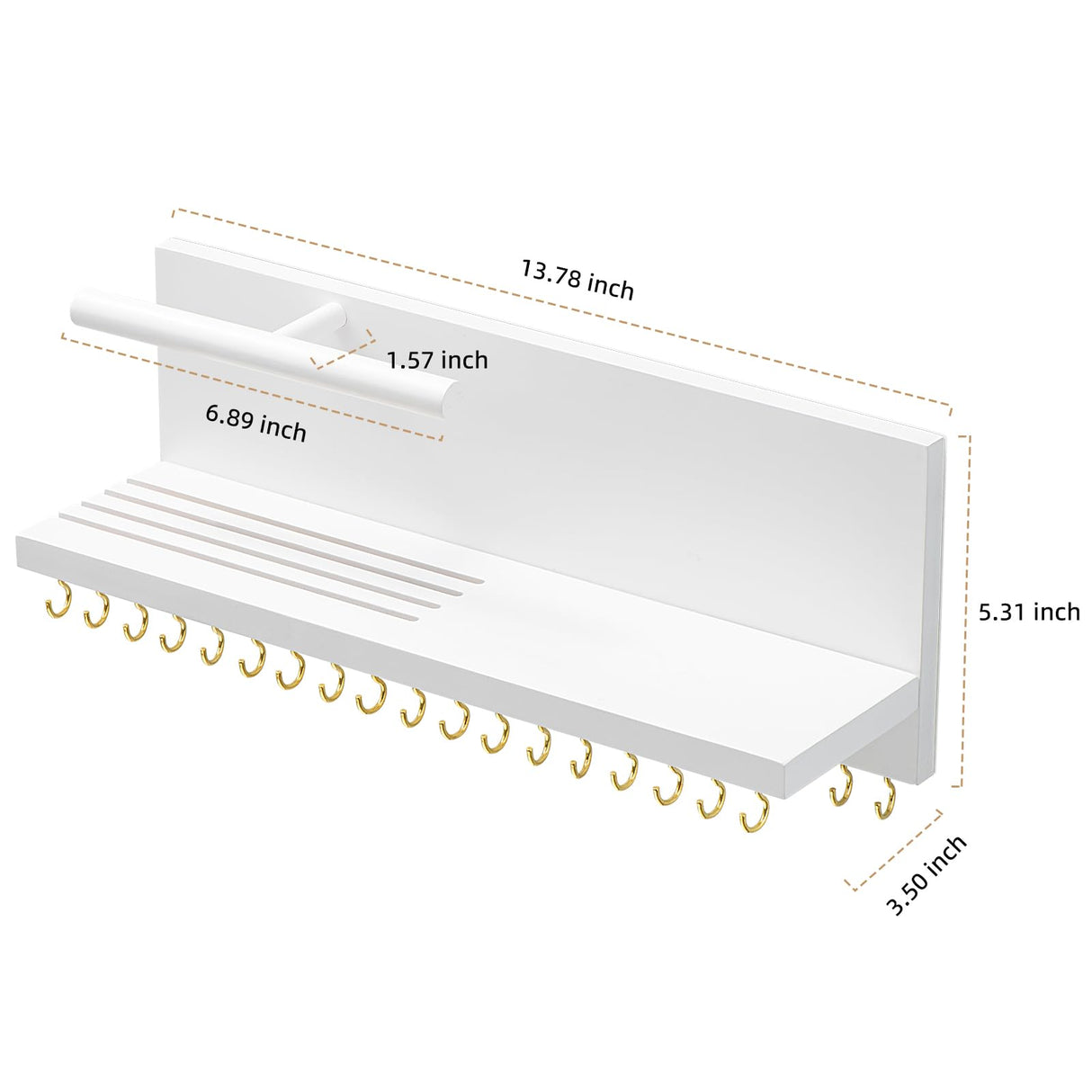 HappyHapi Hanging Jewelry Organizer Necklace Organizer Jewelry Hanger with 36 Hooks,Wall Mounted Jewelry Organizer for Necklace Earrings and Rings (White) HappyHapi