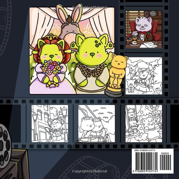 Fuzzy Meowvies: Cozy and Cute Coloring Book for Adults and Teens with Cinema-Inspired Cat Friends, Bold Simple Easy Animal Designs for Stress Relief Relaxation Books (Meowvies Coloring) WoodArtSupply