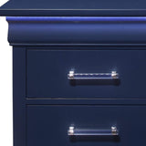 HomeRoots 482397 24 in. Two Drawer Solid Wood Lighted Nightstand Blue HomeRoots