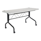 Office Star Resin Multipurpose Flip Training Table with Locking Casters for Home or Office Use, 5 Feet Light Gray Office Star Products