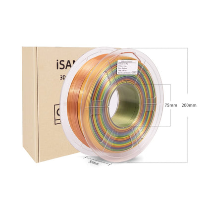 3D Printer Filament, Silk Rainbow PLA Filament 1.75 mm, Color Change Filament Dimensional Accuracy +/- 0.03 mm, 1 KG Spool, PLA Rainbow Silk Multicolor