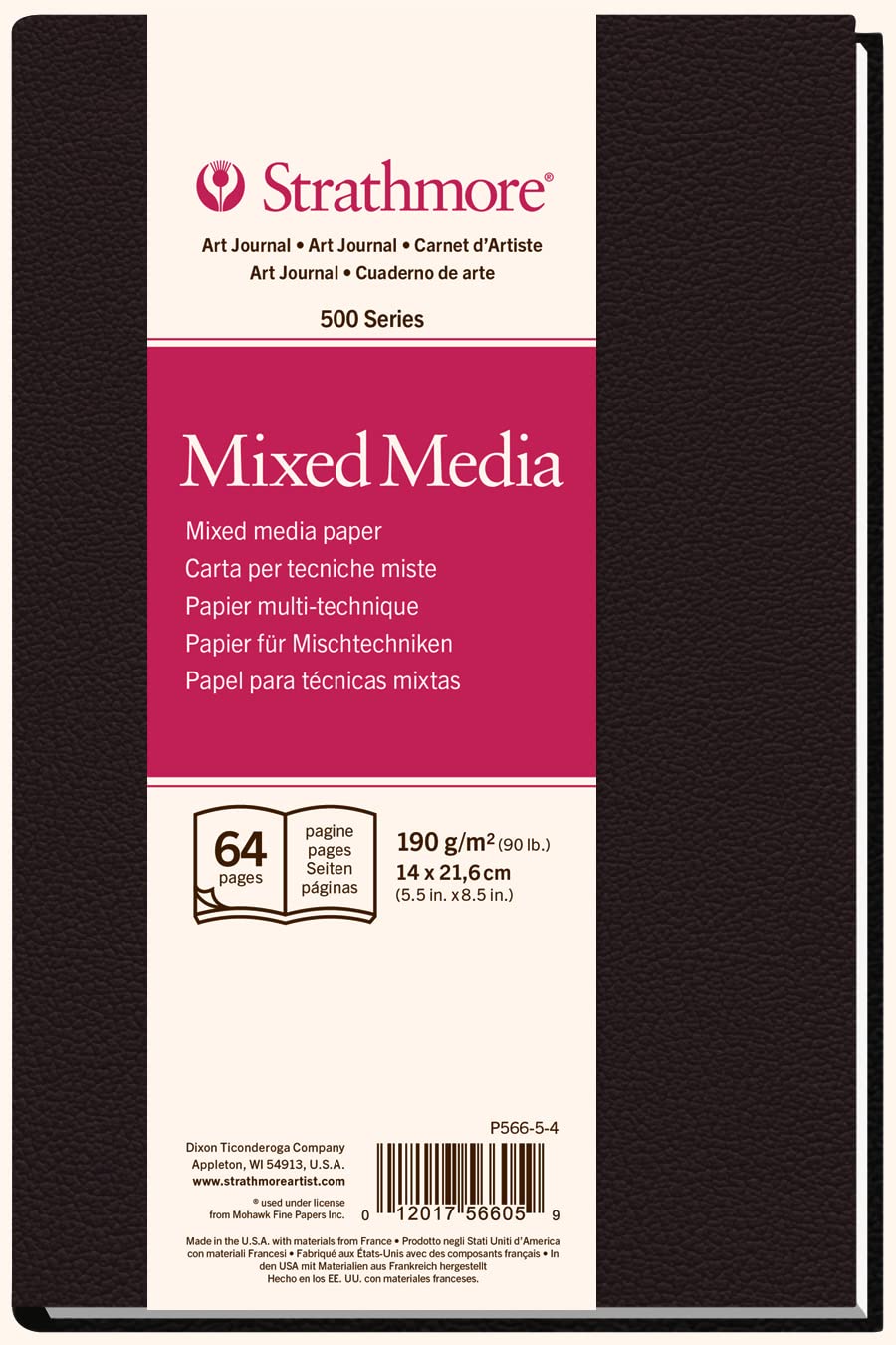 Strathmore Paper (566-5 500 Series Hardbound Mixed Media Art Journal, 5.5"x8.5", 32 Sheets Strathmore