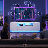 WLIVE TV Stand for 65 Inch TV, Modern Entertainment Center with LED, 58" TV Console with Storage Cabinet, TV Stands for Living Room, White WLIVE