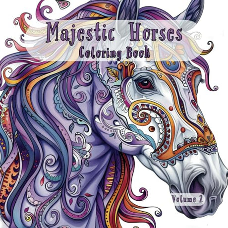 Majestic Horses Coloring Book: Relaxing coloring book for girls ages 10-13, 13-18, teens, and adults - 50 pages - Horse Coloring Book (Volume 2) WoodArtSupply