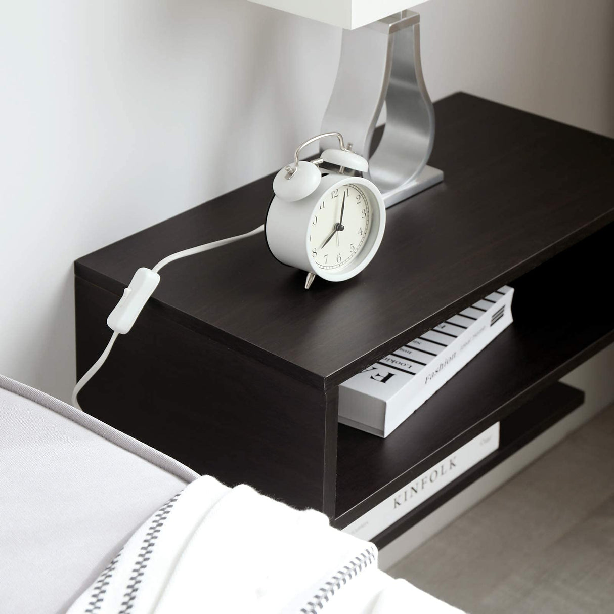 WELLAND Floating Nightstand Side Table.Wall Mounted Shelf with Drawer Storage for Living Room, Bedroom. WELLAND