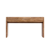 OKD 63'' Console Table with 3 Drawers, Farmhouse Entryway Table with Rounded Corners, Console Table Behind Couch for Living Room/Hallway-Light Knotty Oak OKD