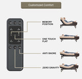Irvine Home Collection King Adjustable Bed Base - Dual Massage - USB Ports - Zero Gravity - Underbed Light - Wireless Remote - Zero Gravity - Anti Snore - Memory Positions - Zero Clearance Irvine Home Collection