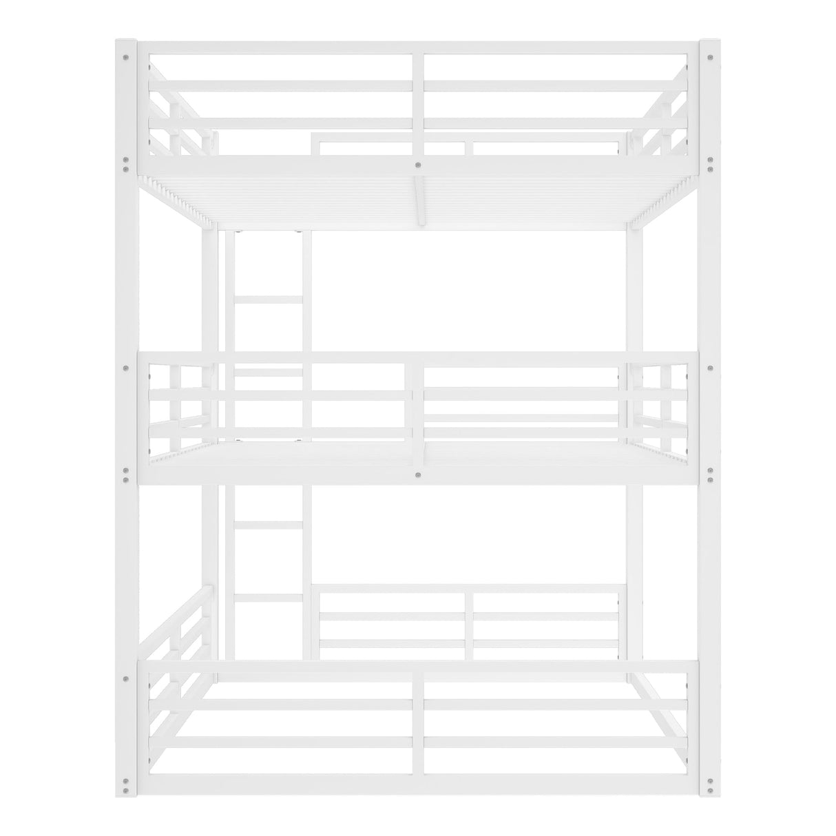 Bellemave Triple Bunk Bed Queen Size, Heavy Duty 3 Bunk Beds with Safety Guardrails and Noise-Reduced Design, Metal Triple Bed for 3 Kids, Teens, Adults, No Box Spring Needed White Bellemave
