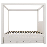 Beige Twin Canopy Bed with Trundle and Storage Drawers by Harper & Bright Designs Harper & Bright Designs