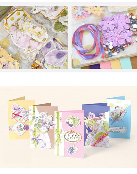 Huralona Handmade DIY Greeting Card Kits Includes 15 Blank Cards 15 Colorful Envelopes with Decoration Accessories for Craft Birthday Thanksgiving Christmas Wedding Invitation Card (Beige) Huralona