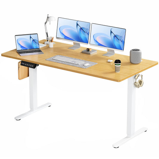 Simple Deluxe 24x63 Inches Sit Stand up Desk, Electric Standing Desk, Standing Desk Adjustable Height, Ergonomic Rising Computer Table with Memory Preset, Rustic Brown