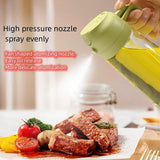 Gleec 2 in 1 glass olive oil filling bottle, 2 in 1 cooking oiler, spray, kitchen press fuel injector, used for salad making, baking, frying, barbecue, kitchen gadgets (470ml) (yellow) Gleec