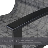 Grand patio Outdoor Dining Set for 6, Patio Dining Set with 6-Piece Mesh Sling Rocking Chairs, 1-Piece Large Rectangular Woodgrain Dining Table with Umbrella Hole, Black & Grey Plaid Grand patio