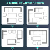 Outdoor Dining Sets 7 Pieces Patio Dining Table Set 9 Seats Rattan Outdoor Furniture Set with Glass Dining Table Sectional Sofas Ottoman Cushions for Patio Backyard Poolside Outdoor, Khaki PayLessHere