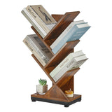 ruboka Tree Bookshelf,Retro Floor Standing Bookcase Display for CDs/Magazine/Books,Small Bookshelf for Bedroom,Living Room,Office,Balcony,Brown Storage Shelves (Brown, 5 Tier) ruboka