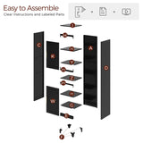 Kubohogar 75" Tall Bathroom Storage Cabinet, Metal Bathroom Floor Cabinet with Doors, Open Space, Adjustable Shelves，Freestanding Narrow Cabinets for Kitchen, Living Room, Laundry, Black Kubohogar