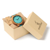 BOBO BIRD Men's Bamboo Wooden Watch with Blue Cowhide Leather Strap Casual Watches for Groomsmen Gift with Box BOBO BIRD