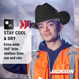 Jackson Safety Cowboy Hard Hat - Western Outlaw Style Construction Helmet with Full Brim Sun Shade - ANSI Z89.1 & OSHA Compliant - (Multiple Colors) JACKSON SAFETY