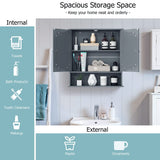 Tangkula Bathroom Medicine Cabinet with Mirror, Wall Mounted Wooden Hanging Organizer with Doors and Shelves, Bathroom Wall Mirror Cabinet (Mirror Doors, Gray) Tangkula