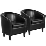 Yaheetech Barrel Chairs Set of 2, Faux Leather Club Chairs, PU Leather Accent Chairs, Waiting Room Chair with Soft Padded Seat for Living Room Bedroom Reading Room, Black Yaheetech