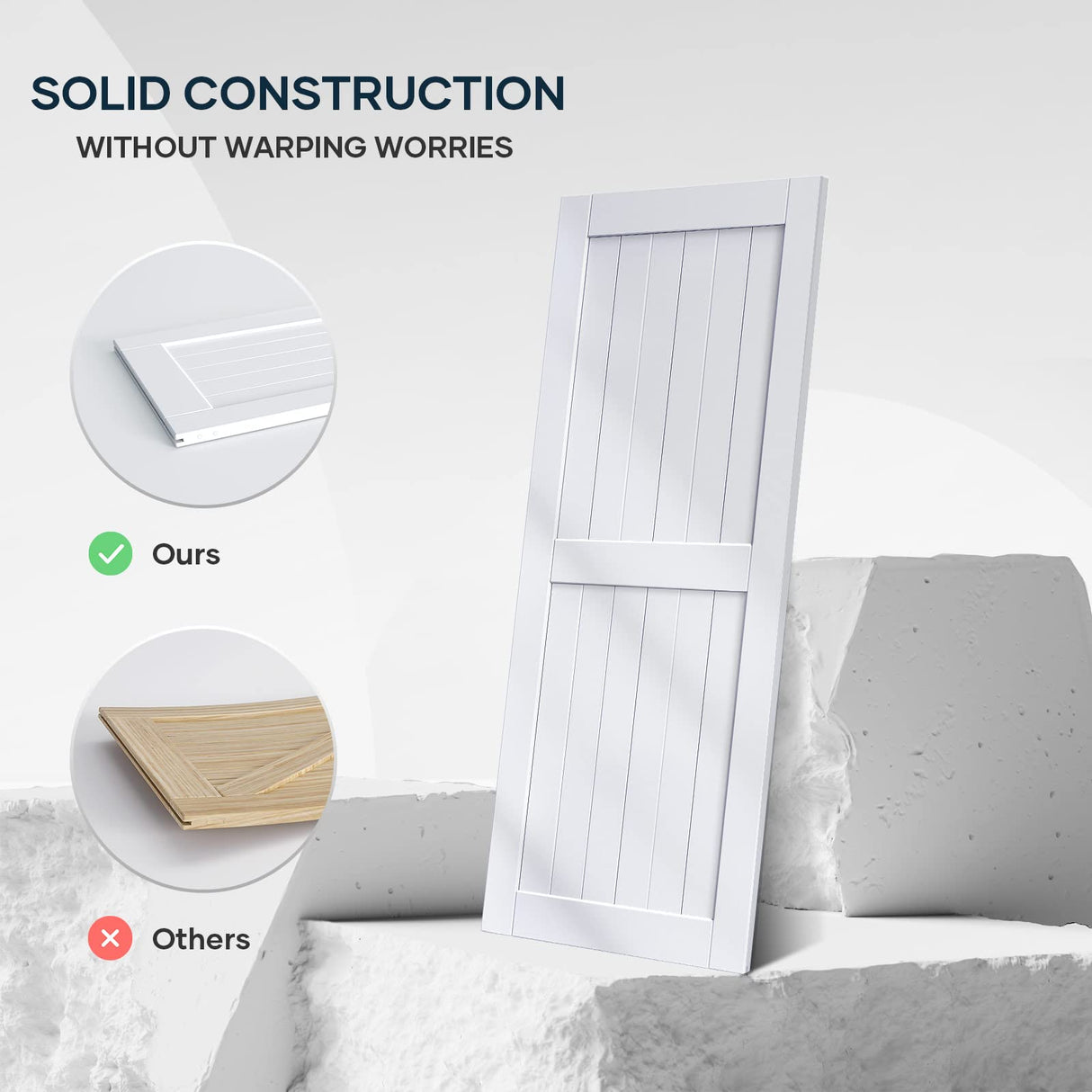 EaseLife 36in x 84in Sliding Barn Door with 6.6FT Barn Door Hardware Track Kit Included,Solid LVL Wood Slab Covered with Water-Proof & Scratch-Resistant PVC Surface,DIY Assembly,Easy Install,White EaseLife