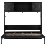 LUMISOL Full Size Horizontal Murphy Bed with Shelves, Murphy Bed with Storage Cabinets, Hidden Wall Bed with Support Legs, No Box Spring Needed, Black LUMISOL