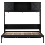 Harper & Bright Designs Full Size Murphy Bed, Wood Murphy Bed Wall Bed with Storage Cabinets, Black Harper & Bright Designs