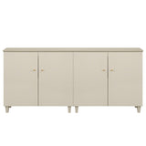WAMPAT Buffet Cabinets Sideboards, 70.8" Wood Credenza Console Tables with 4 Doors, Set of 2 Kitchen Storage Cabinets with 6 Compartments & Solid Wood Legs for Living Room, Hallway, Beige, 1 Pack WAMPAT