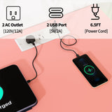 Dresser for Bedroom, Dresser with Hanging Rack Led Lights and Charging Station, Tall Dresser with 5 Fabric Chest of Drawers with PU Finish Storage Organizer, for Living Room Kids Room Closet, Pink SOOWERY