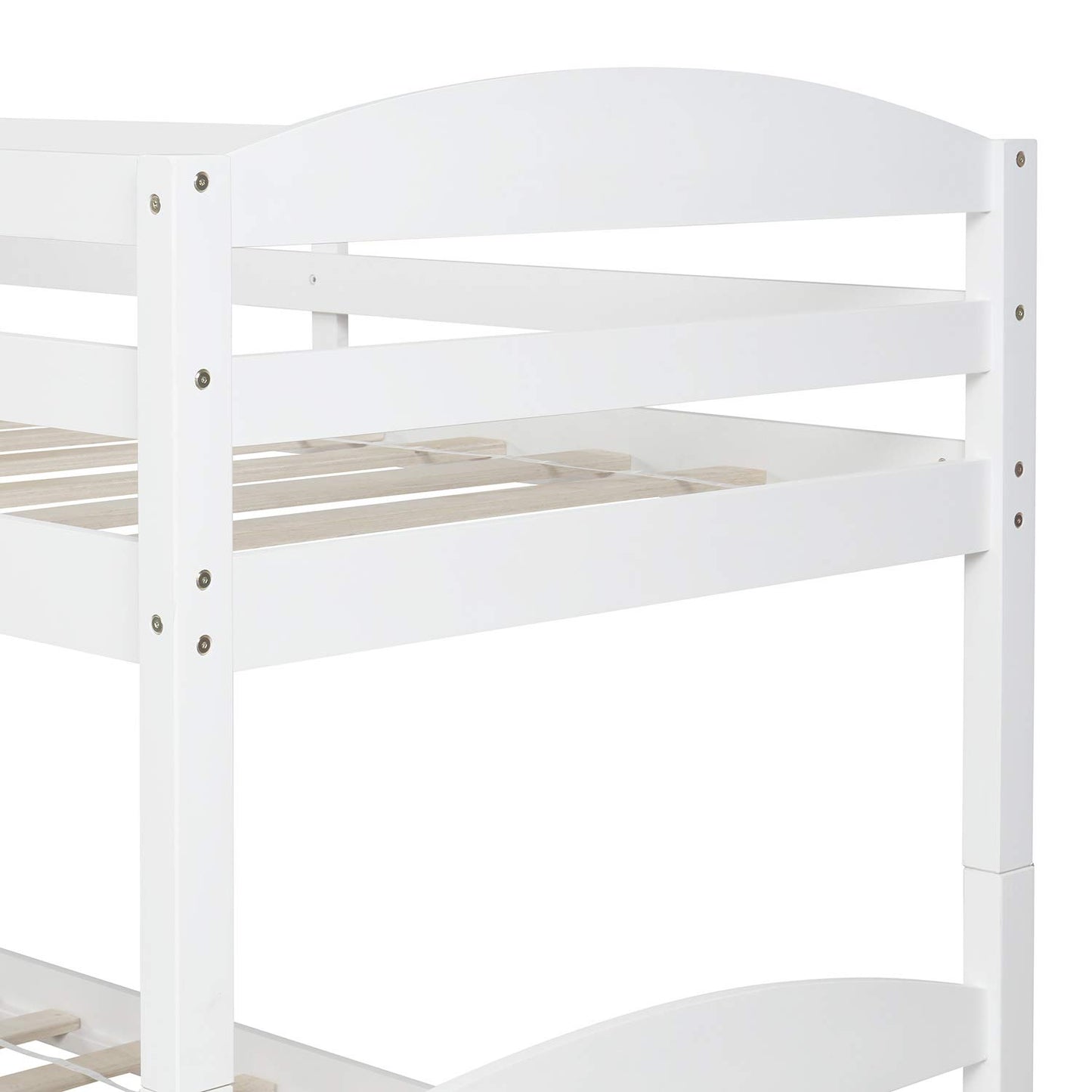 Harper & Bright Designs Quad Bunk Bed with Trundle, L Shaped Bunk Bed for 4 Kids, Wooden Twin Bunk Bed Frame for Kids Teens Adults - White