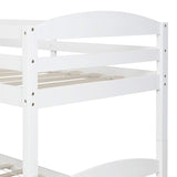 Harper & Bright Designs Quad Bunk Bed with Trundle, L Shaped Bunk Bed for 4 Kids, Wooden Twin Bunk Bed Frame for Kids Teens Adults - White Harper & Bright Designs