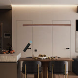 47.2" Wood Linear Pendant Light 34W Led Dimmable Dining Pendant Light Wood Kitchen Island Lights Ceiling Pendant Hanging Light for Dining Room Office studing Walnut Color(Ash Wood) YISDESIGN