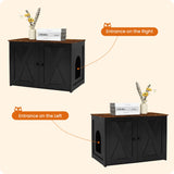 Dwanton Litter Box Enclosure, Cat Litter Box Furniture Hidden, Reversible Entrance Can Be on Left or Right Side, Wooden Cat Washroom Indoor, Black and Rustic Brown, 27.6 Inches Dwanton