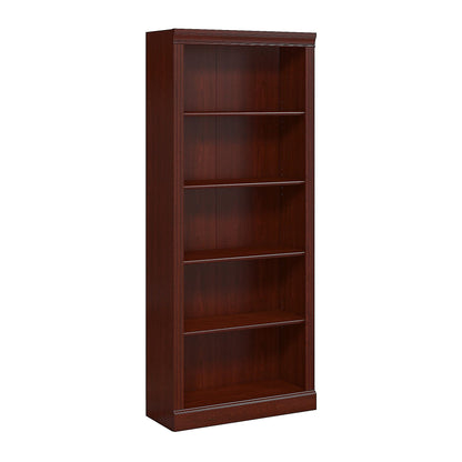 Timeless Arlington Tall 5 Shelf Bookcase in Harvest Cherry by Kathy Ireland Home - WoodArtSupply