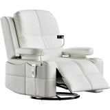 Triple Motor Power Swivel Rocker Recliner Chair with Adjustable Armrests for Adults Elderly, FSC Certified Faux Leather Rocking Chair Nursery for Breastfeeding(White) MAMAZING