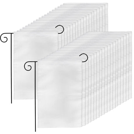 DEAYOU 36 Pack Sublimation Blank Garden Flags, DIY White Lawn Flags Polyester Banners for Outdoor, Courtyard, Party, Home, School, 12" x 18" DEAYOU