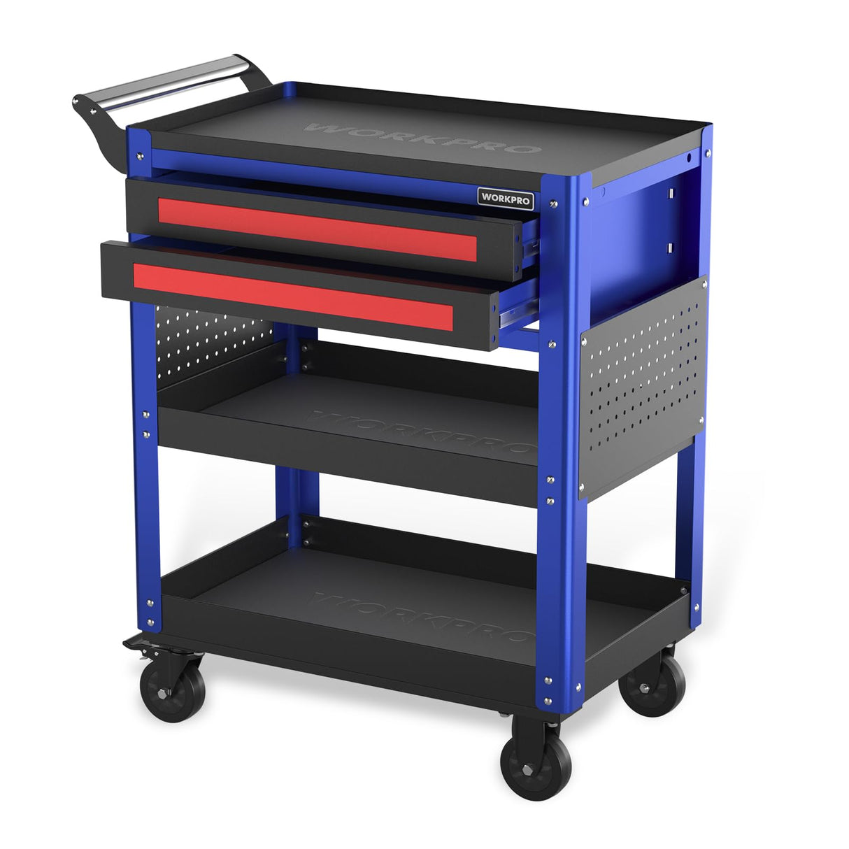 WORKPRO Premium 28" 2-Drawer Rolling Tool Cart, Heavy Duty Utility Industrial Service Cart Storage Organizer with Wheels and Locking System, for Mechanic, Warehouse, Garage, Workshop, 400 lbs Load WORKPRO
