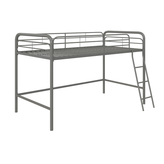 DHP Silver Junior Loft Bed Frame with Ladder - Twin Size