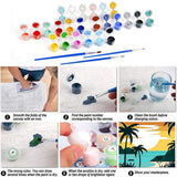 AOSGEDY 4 Pack Paint by Numbers for Adults and Kids Beginner，Landscape-Beach DIY Acrylic Painting Paint by Numbers Kits on Canvas for Kids Ages 4-8-12 Perfect for Home Wall Decor(8x8in) AOSGEDY