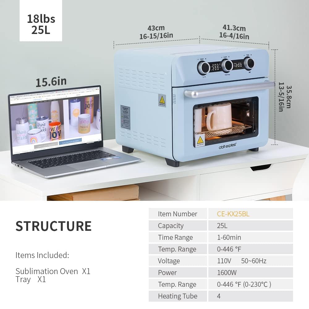 Craft Express Sublimation Oven Machine for Sublimation Tumblers,Blue Tumbler Heat Press Convection Oven for Sublimation Blanks,Sublimation Press Machine Oven for Irregular Shaped Tumblers Mugs Cups Craft Express