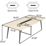 Loomie 8FT Conference Table, 94.49" L x 47.24" W x 29.53" H Meeting Seminar Table with Grommet, Large Boat Shaped Computer Desk, Boardroom Desk for Office Meeting Conference Room Loomie