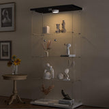 HAMBING Glass Display Cabinet 4 Shelves with Light and Lock, 2 Doors Trophy Curio Jewelry Cabinet Collection Display Showcase, for Bedroom, Office, HAMBING