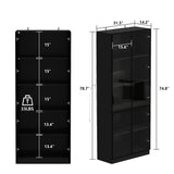 Homsee 5-Tier Black Bookcase with Glass Doors and LED Lighting for Stylish Storage Homsee