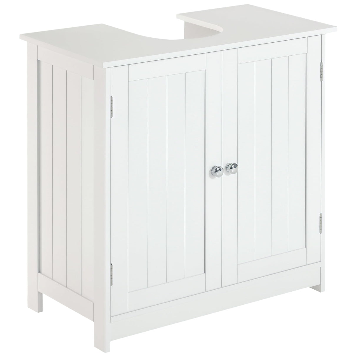 HOMCOM Under Sink Bathroom Cabinet, Pedestal Sink Storage Cabinet with 2 Doors, Shelf and U-Shape, White HOMCOM